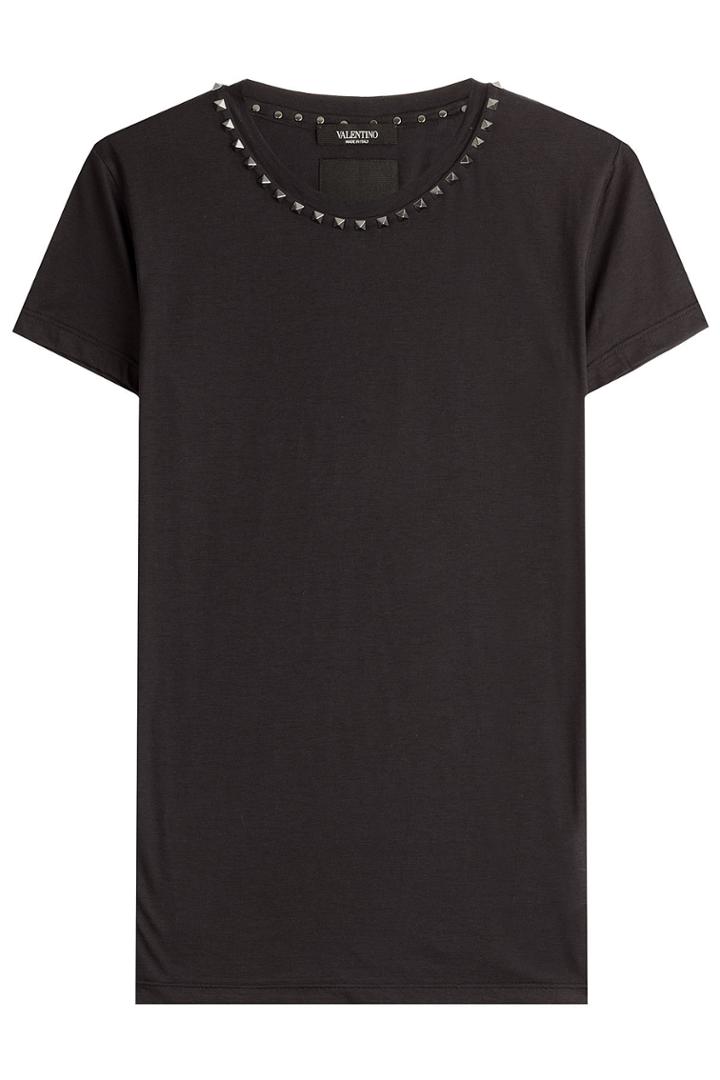 Valentino Valentino Cotton T-shirt With Rockstuds - Black