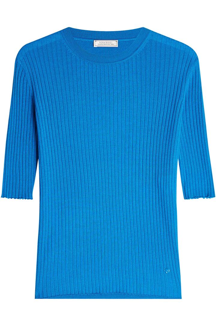 Nina Ricci Nina Ricci Ribbed Cashmere Pullover With Silk - Blue