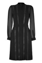 Belstaff Belstaff Black Silk/leather Hastings Mix Pleated Dress - Black