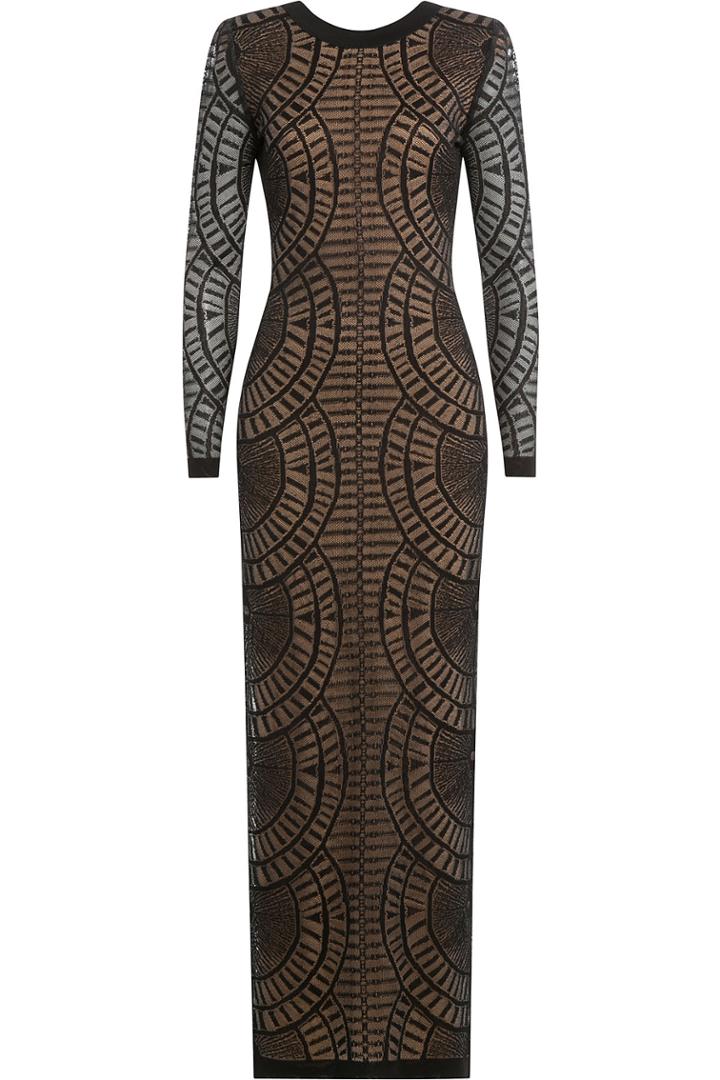 Balmain Balmain Patterned Mesh Gown - Black