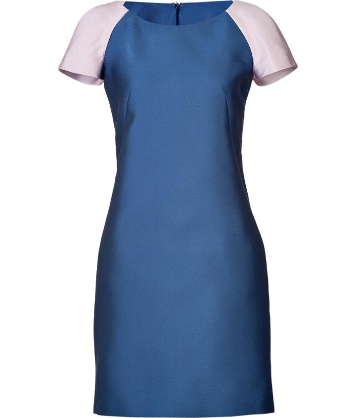 Jil Sander Navy Satin Two-tone Dress