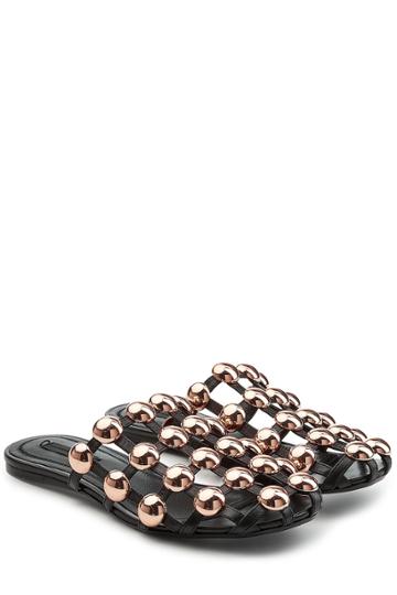 Alexander Wang Alexander Wang Embellished Leather Slip-on Shoes