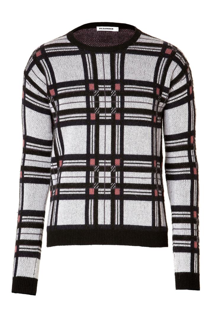 Jil Sander Jil Sander Cashmere Pullover In Blue Tartan - Black