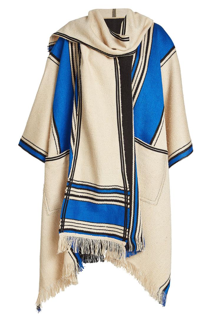 Etro Etro Linen And Silk Cape Coat With Fringing