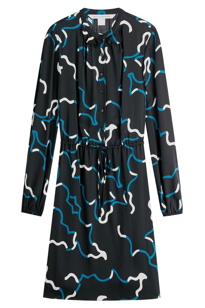 Diane Von Furstenberg Diane Von Furstenberg Printed Silk Dress - Black