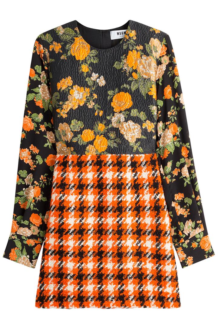 Msgm Msgm Mixed Media Dress - Orange