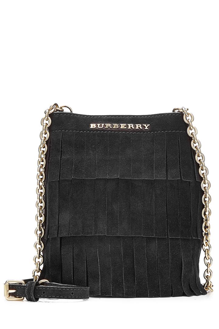 Burberry Shoes & Accessories Burberry Shoes & Accessories Fringed Suede Bucket Bag - Black