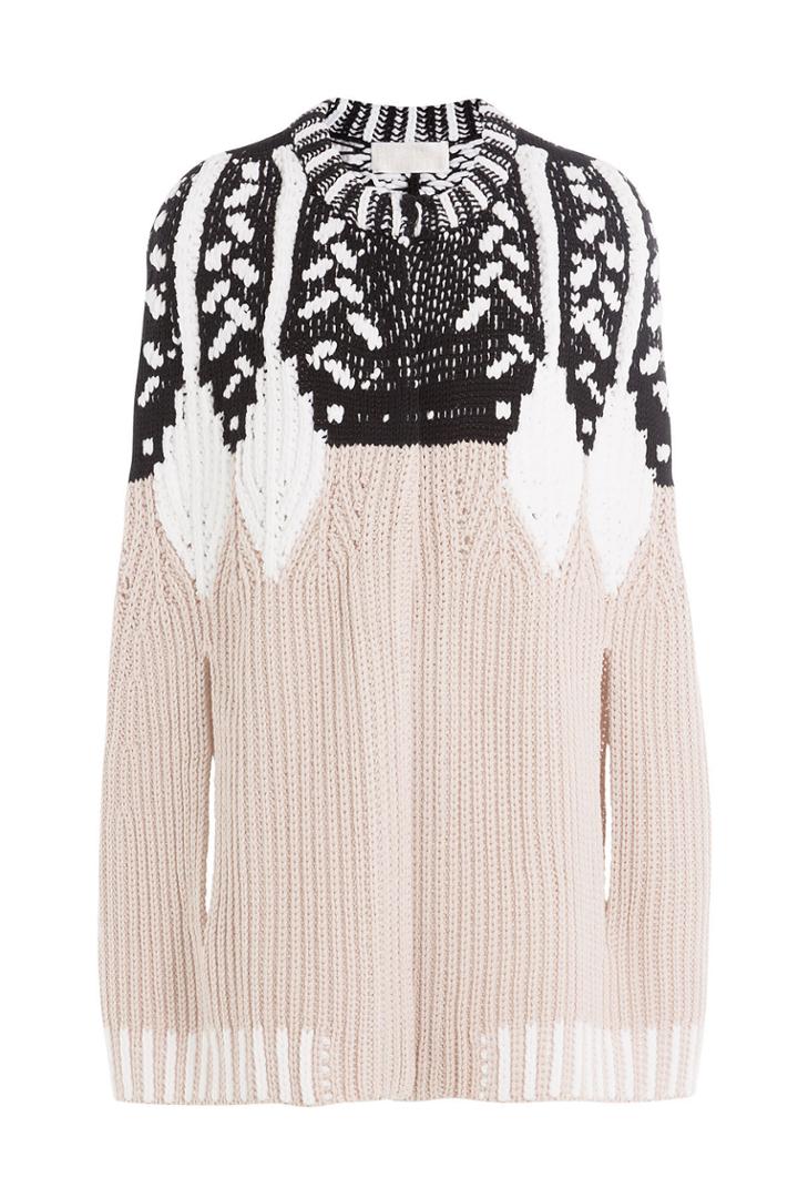 Peter Pilotto Peter Pilotto Wool Intarsia Knit Cape - Beige
