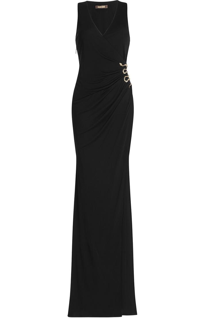 Roberto Cavalli Floor Length Dress With Snake Embellishment