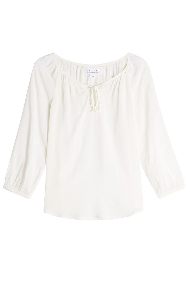 Velvet Velvet Blouse With Self-tie Detail - White
