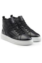 Hogan Hogan High Top Leather Sneakers With Faux Fur