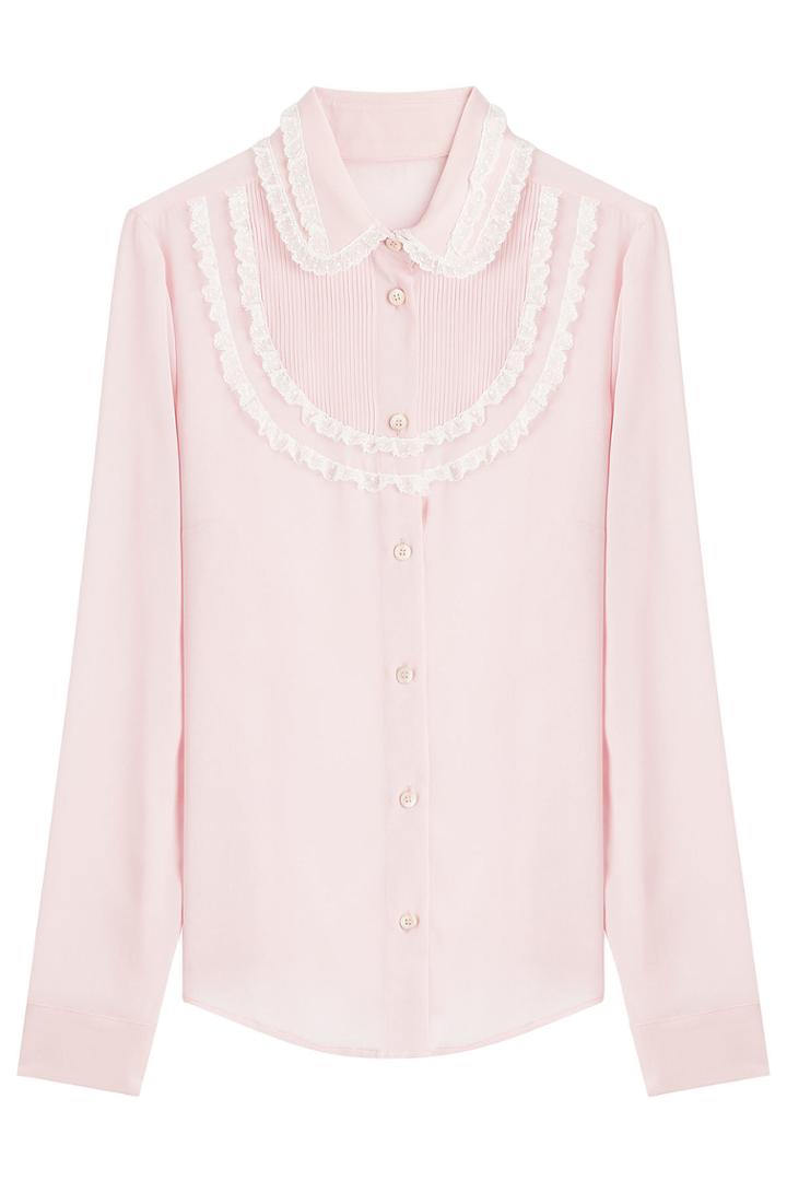 R.e.d. Valentino R.e.d. Valentino Silk Blouse With Lace Trim - None