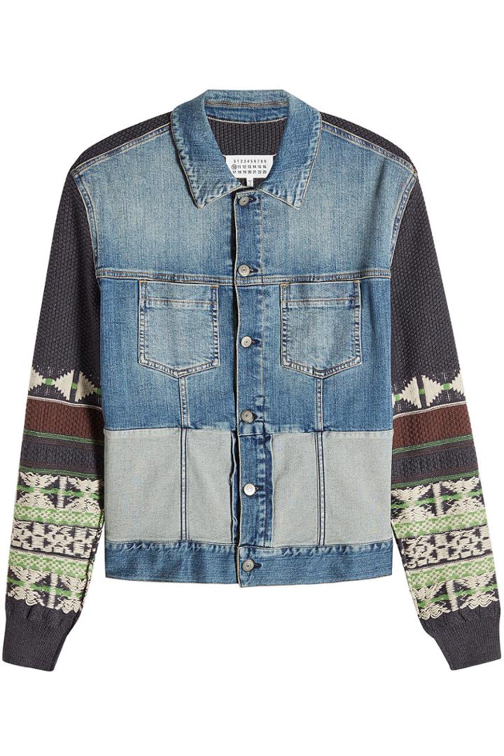 Maison Margiela Maison Margiela Denim Jacket With Wool And Cotton Knit Detail