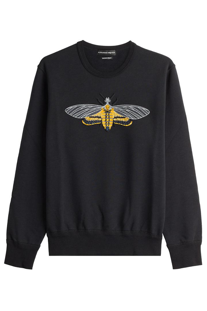 Alexander Mcqueen Alexander Mcqueen Cotton Top With Embroidered Motif - Black