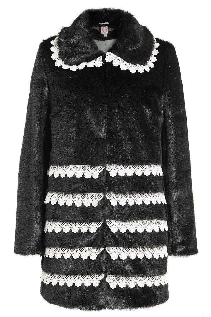 Shrimps Shrimps Faux Fur Coat With Crochet Trims