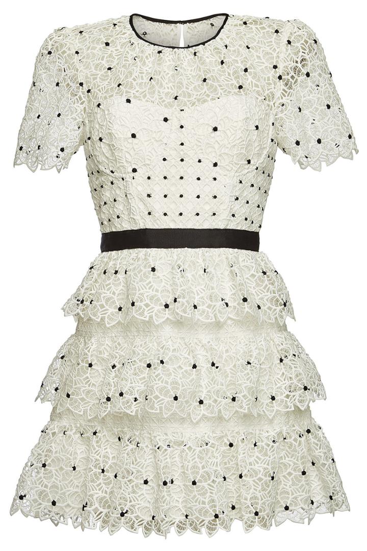 Self-portrait Self-portrait Hibiscus Floral Guipure Mini Dress