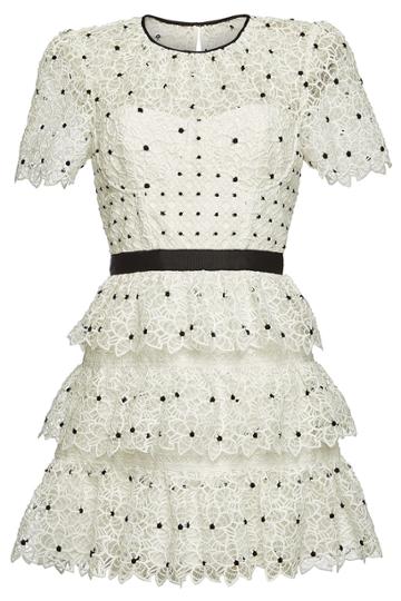 Self-portrait Self-portrait Hibiscus Floral Guipure Mini Dress