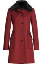 Jil Sander Navy Wool Coat With Faux Fur Collar