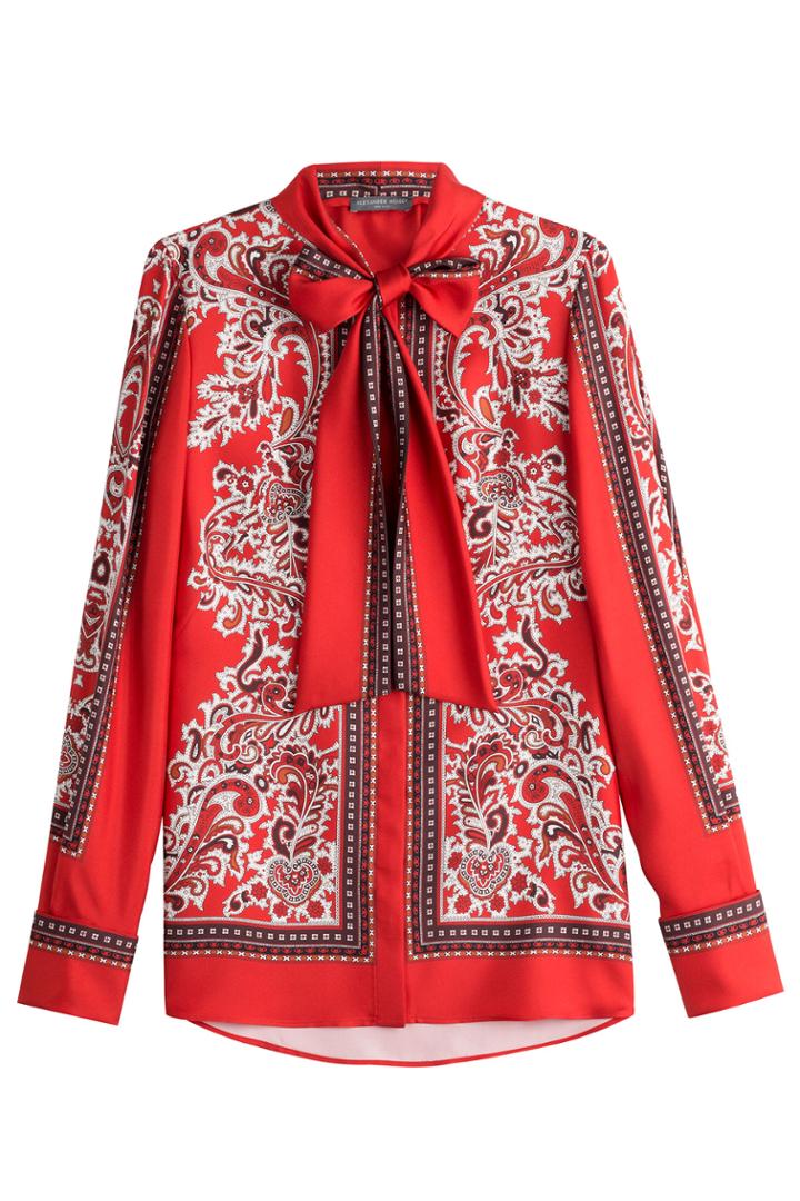 Alexander Mcqueen Alexander Mcqueen Printed Silk Blouse - Red