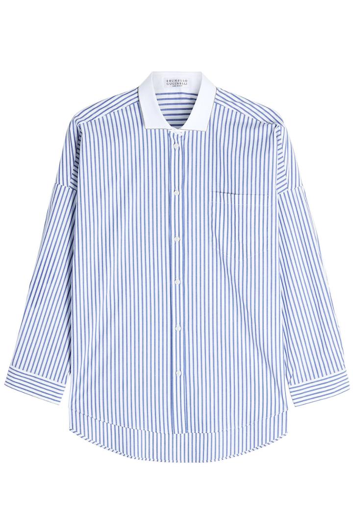 Brunello Cucinelli Brunello Cucinelli Cotton Blend Shirt With Embellished Collar