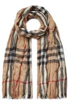 Burberry Shoes & Accessories Burberry Shoes & Accessories Wool-cashmere Giant Check Crinkle Scarf - Beige