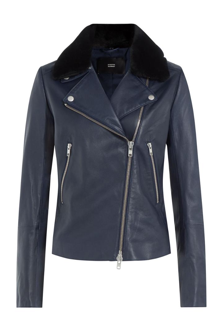 Steffen Schraut Steffen Schraut Lamb Leather Academy Biker Jacket - Blue