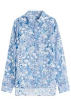 Carven Carven Printed Asymmetric Blouse With Sheer Inserts - Blue