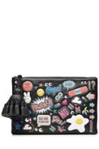 Anya Hindmarch Anya Hindmarch All Over Stickers Leather Clutch - Black