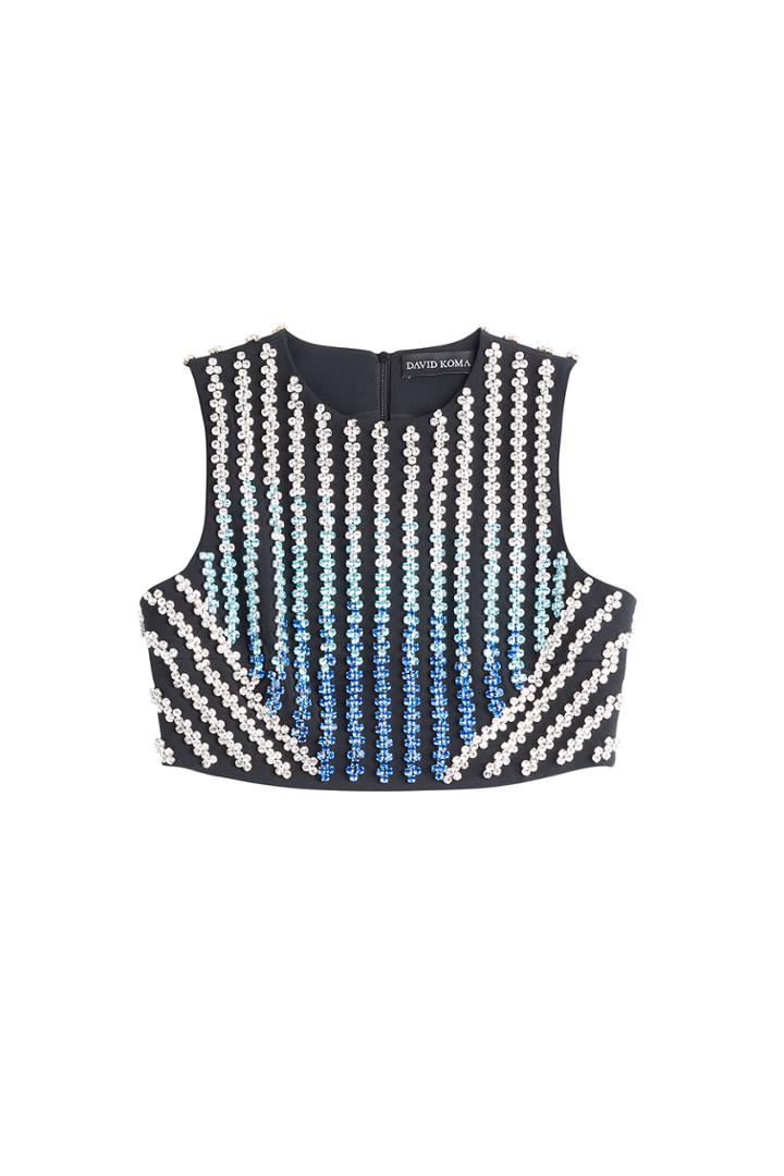 David Koma David Koma Embellished Cropped Top - Black