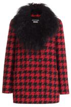 Boutique Moschino Boutique Moschino Dogstooth Wool Coat With Shearling Collar - Multicolor