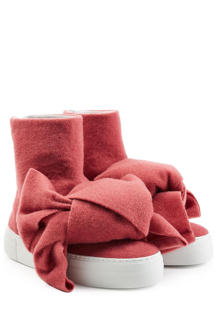 Joshua Sanders Joshua Sanders Felted Wool Platform Boots With Bows