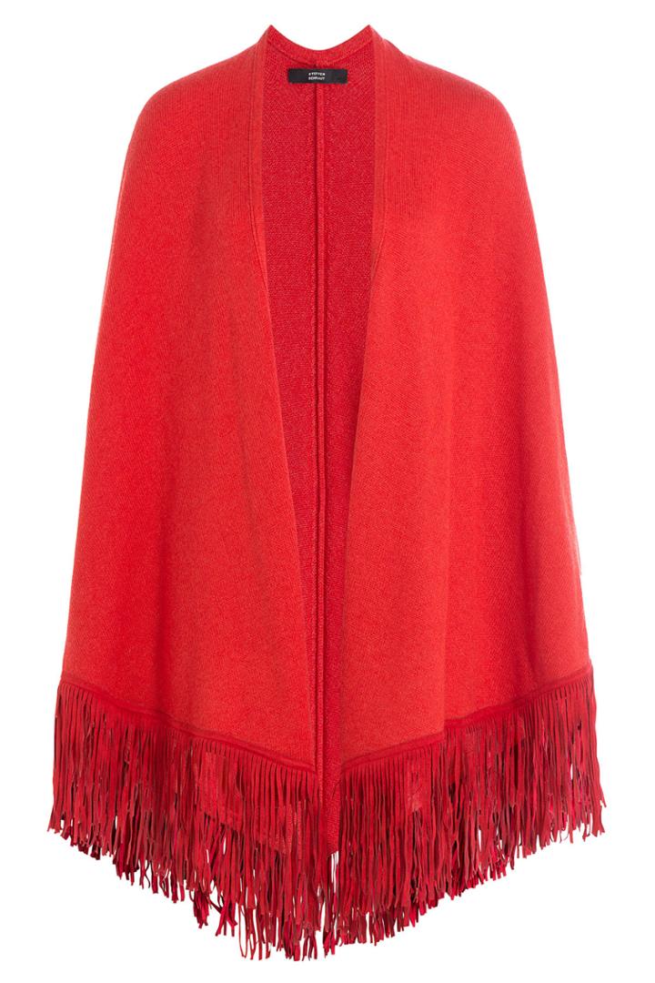 Steffen Schraut Steffen Schraut Fringed Poncho With Cashmere - Red