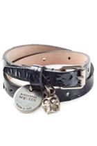 Alexander Mcqueen Alexander Mcqueen Embellished Patent Leather Wrap Bracelet