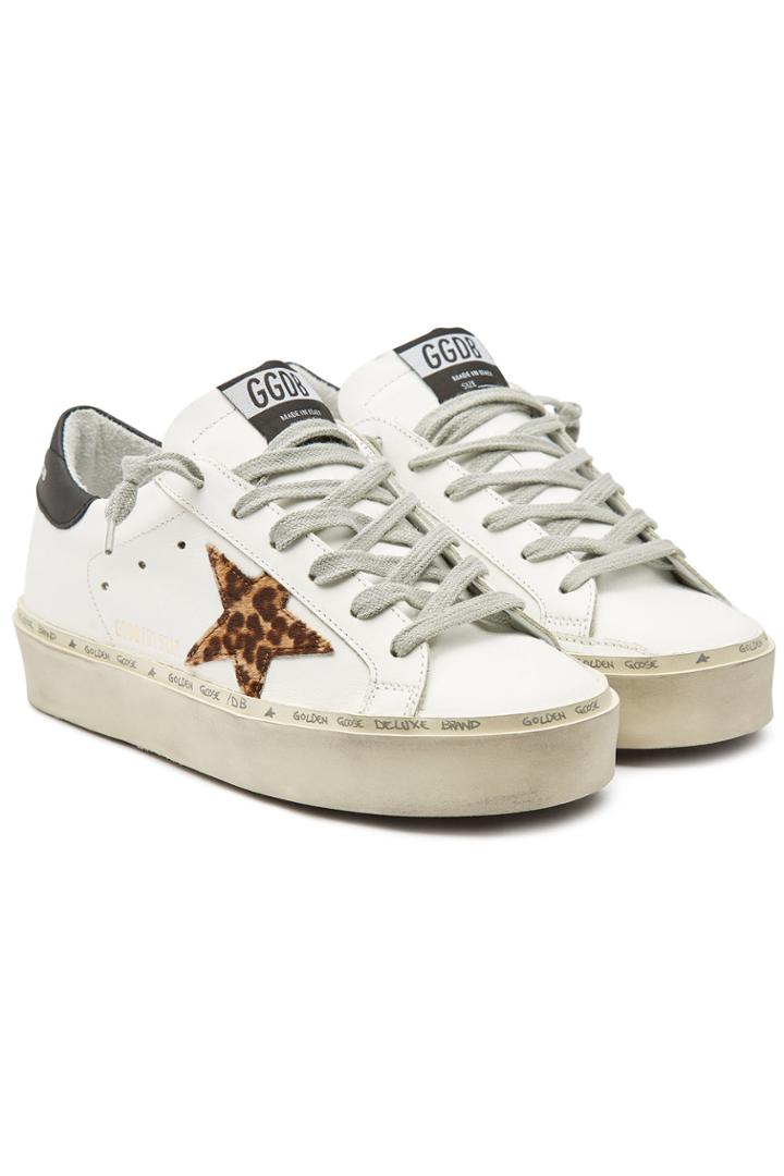 Golden Goose Deluxe Brand Golden Goose Deluxe Brand Hi Star Leather Platform Sneakers With Calf Hair