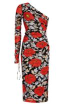 Diane Von Furstenberg Diane Von Furstenberg One Sleeve Ruched Print Dress