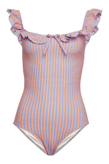 Solid & Striped Solid & Striped The Amelia Striped Swimsuit With Ruffles