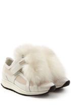 Pierre Hardy Pierre Hardy Platform Leather Sneakers With Fox Fur - White
