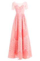 Zuhair Murad Zuhair Murad Floor Length Silk Blend Gown With Lace And Point D'esprit - Pink