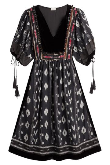 Warm Warm Printed Cotton Dress With Velvet - Multicolored