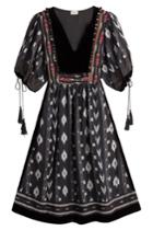 Warm Warm Printed Cotton Dress With Velvet - Multicolored