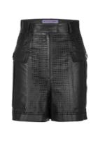 Emanuel Ungaro Emanuel Ungaro Leather Laser Cut Cargo Short - Black