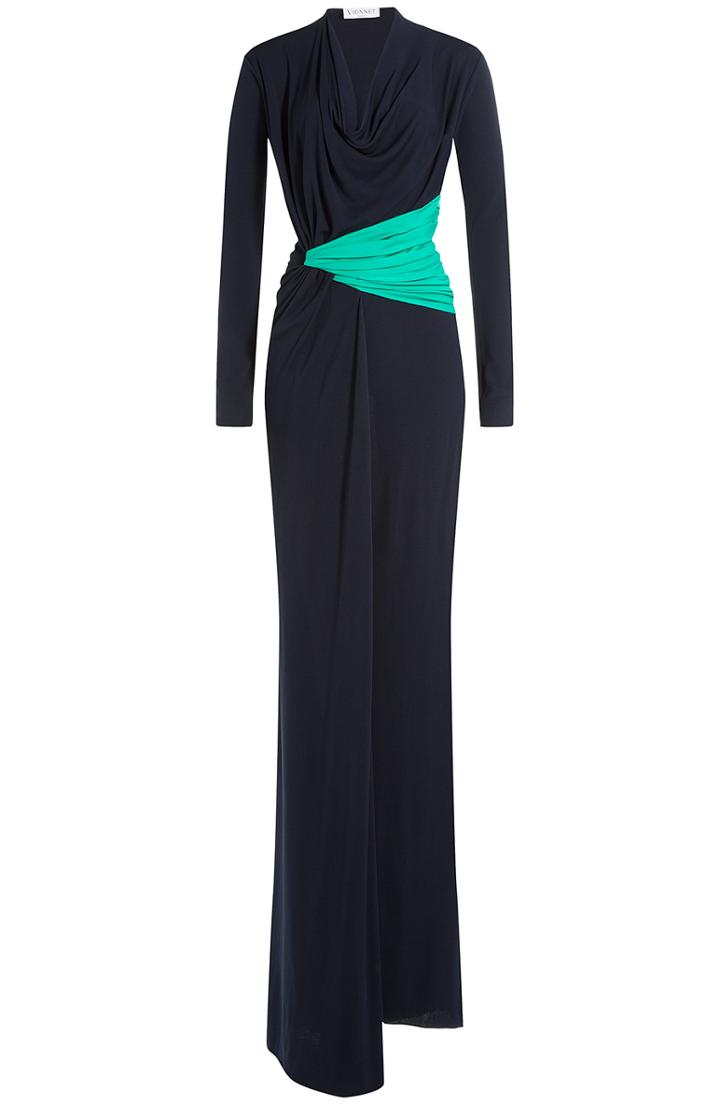 Vionnet Colorblock Draped Gown