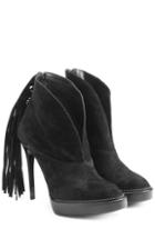 Burberry Prorsum Suede Paltform Ankle Boots With Fringe