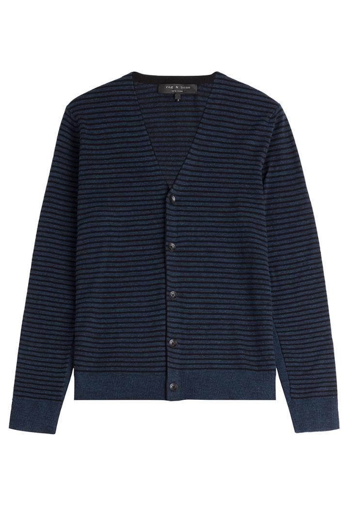 Rag & Bone Rag & Bone Cotton-linen Striped Cardigan - Blue