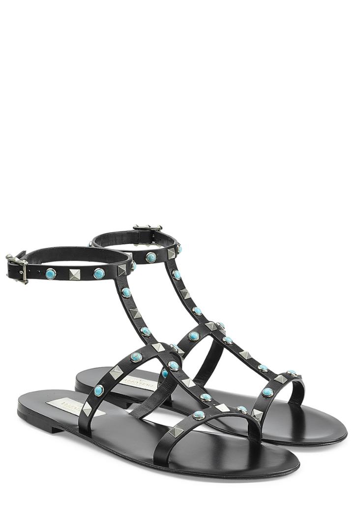 Valentino Valentino Rockstud Leather Sandals - Black