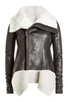 Rick Owens Rick Owens Leather And Shearling Asymmetric Jacket