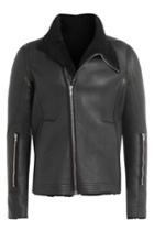 Rick Owens Men Rick Owens Men Leather Jacket With Shearling Lining