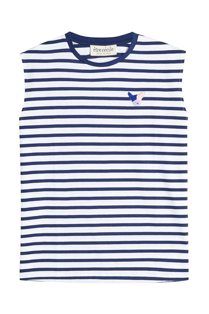 Être Cécile Être Cécile Striped Boyfriend Tank With Patch