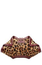 Alexander Mcqueen De Manta Leather Clutch With Printed Pony Hair