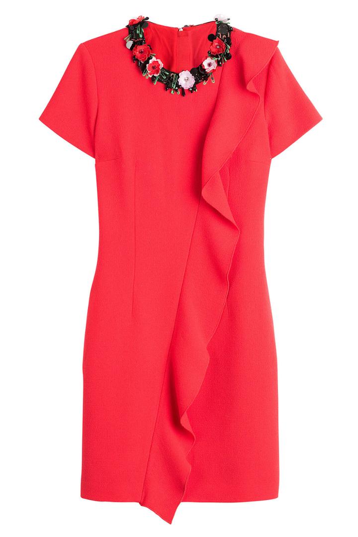 Msgm Msgm Wool Dress With Flower Embellishment - Red